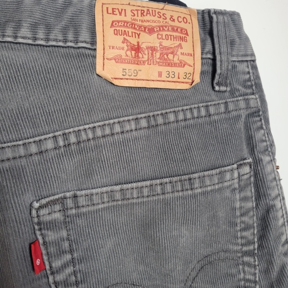 Levi's 559 Men's Relaxed Fit Straight Leg Gray Corduroy Pants - Size 33x32 - Picture 5 of 5